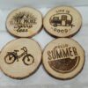 Set of 4 - Woodburned Coasters