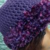 Boa Trimmed Crochet Hat - Purple - Image 2