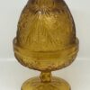 Vintage Tiara Indiana Glass Amber Gold Daisy Fairy Lamp Light Candle Holder 2pc